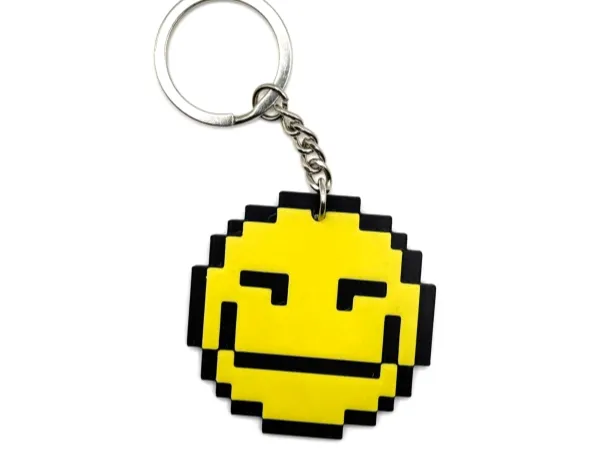 Retro GG Emoticon Keychain – Pixel Smirk