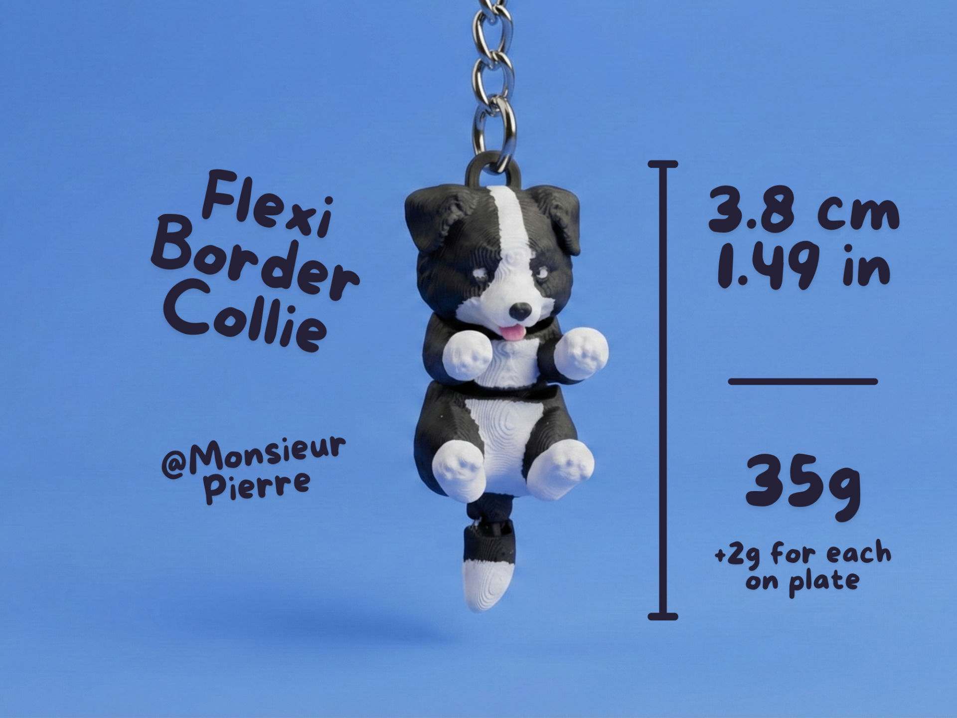 Flexi Border Collie – Cute Articulated Keychain