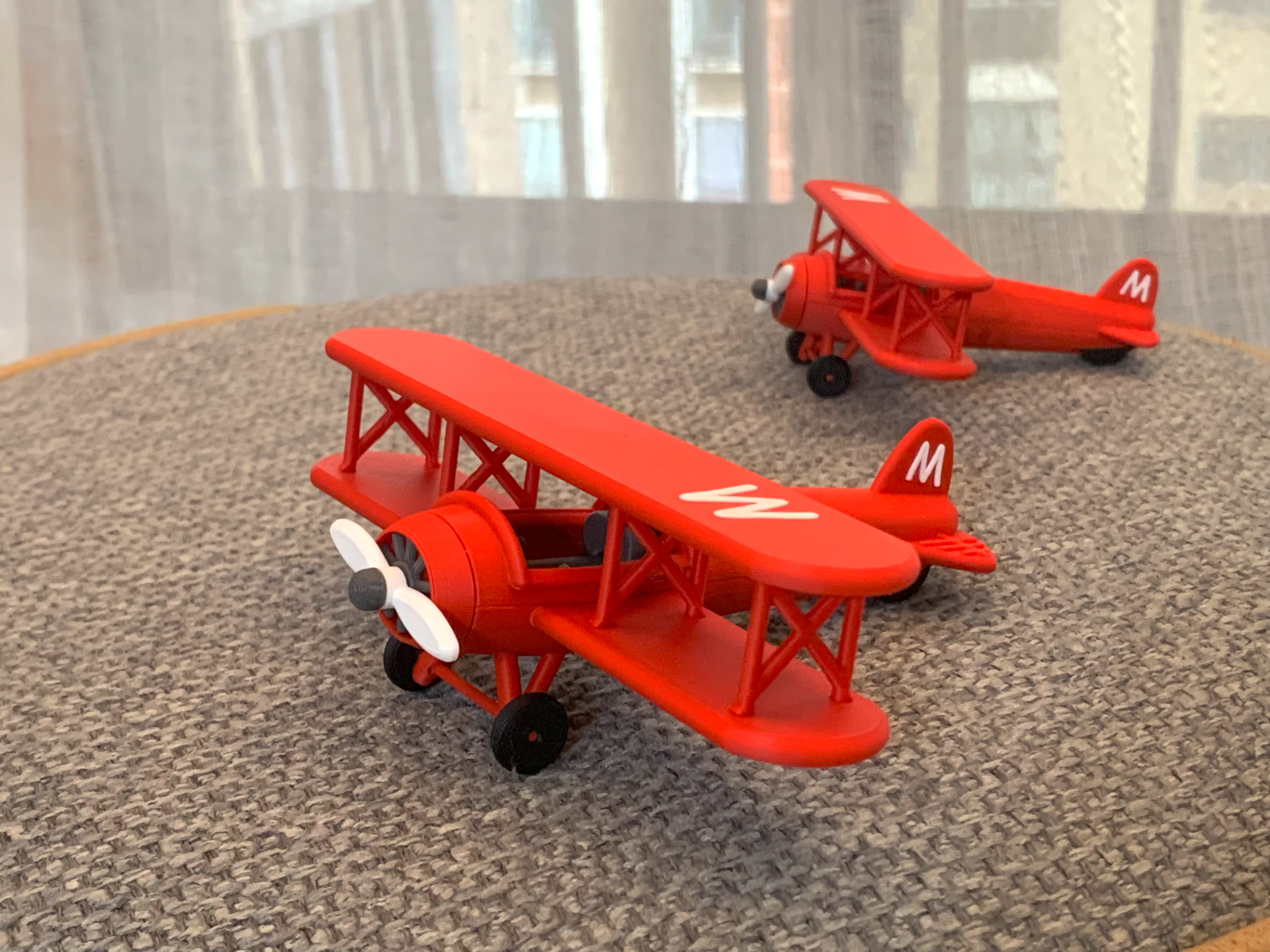 Miniatura 1 do modelo 3D 双翼飞机模型-螺旋桨可联动旋转，mini可打，无需AMS