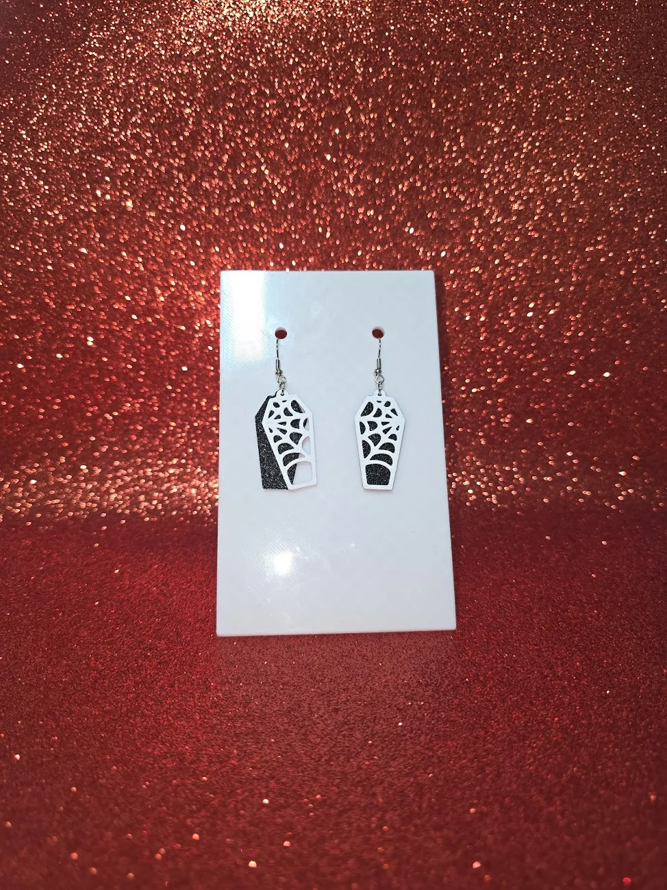 Halloween coffin earrings view 2