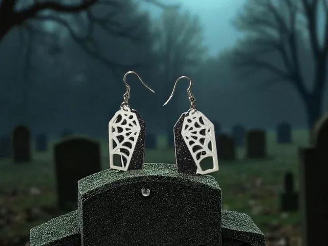 Halloween coffin earrings