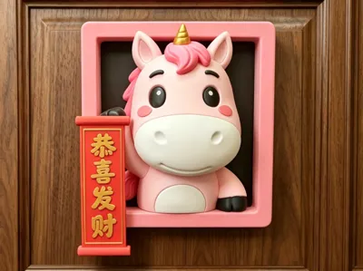 Magnetic Interchangeable Text Cute Sign-Holding Pony (no AMS required)