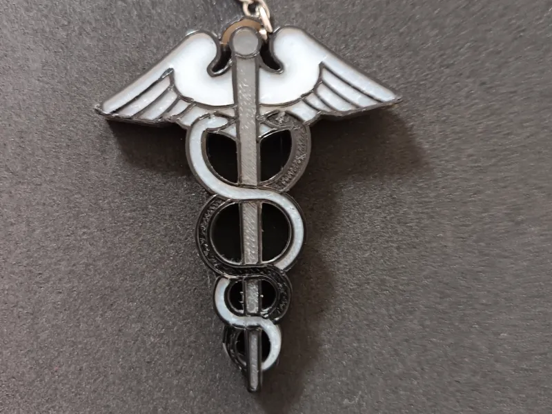 Caduceo médico – colgante o llavero impreso en 3D