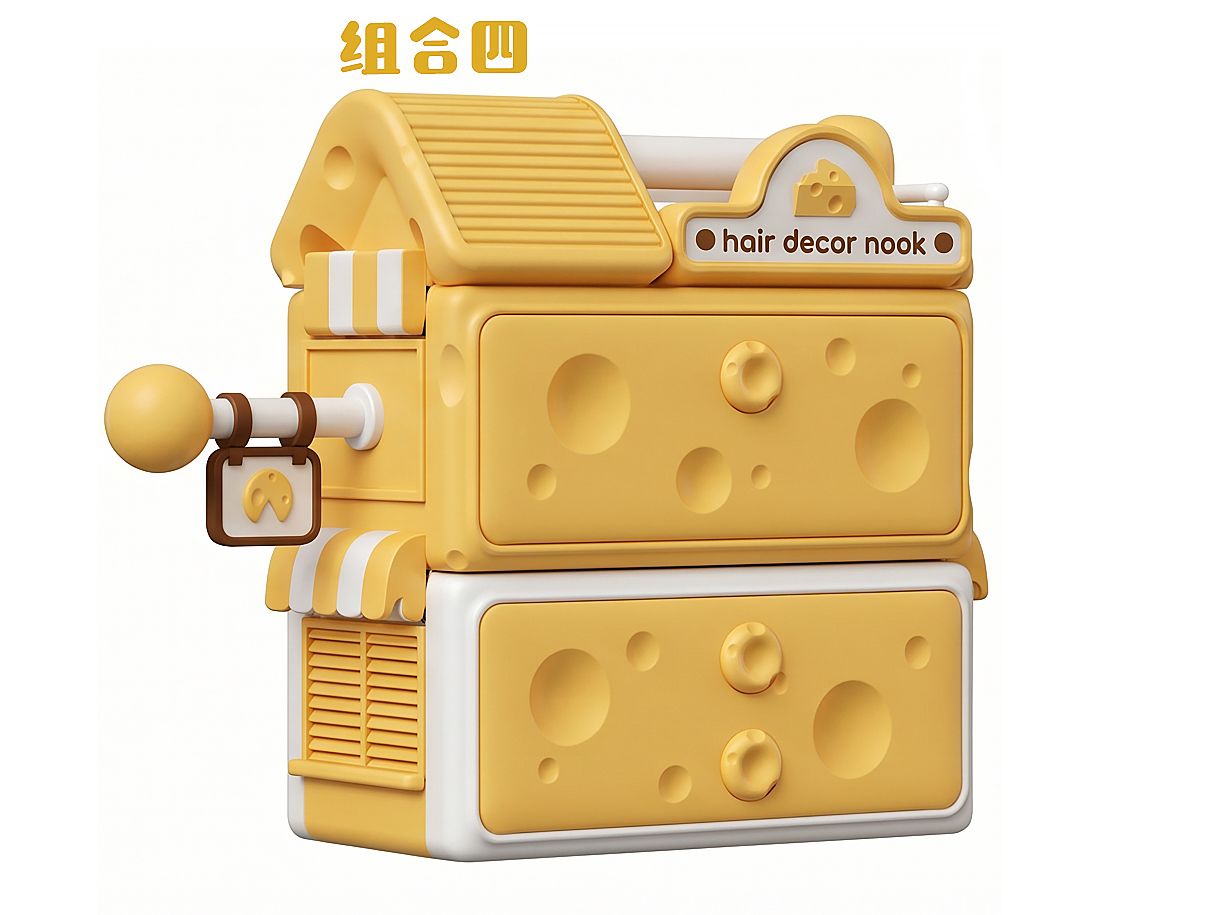 Miniatura 1 do modelo 3D 百变奶酪屋收纳盒（女生头饰小角落）