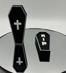 Coffin decor RIP and Cross