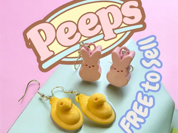 Boucles d'oreilles Peeps poussin et lapin de Pâques
