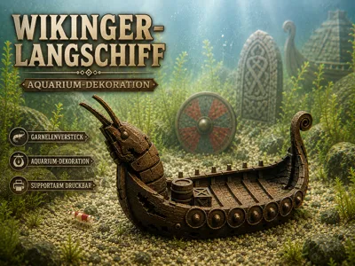 Viking Longship Aquarium Decoration Shrimp Hideout