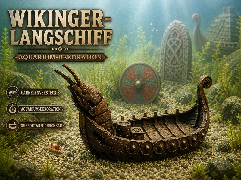 Wikinger Langschiff Aquarium Deko Garnelenversteck