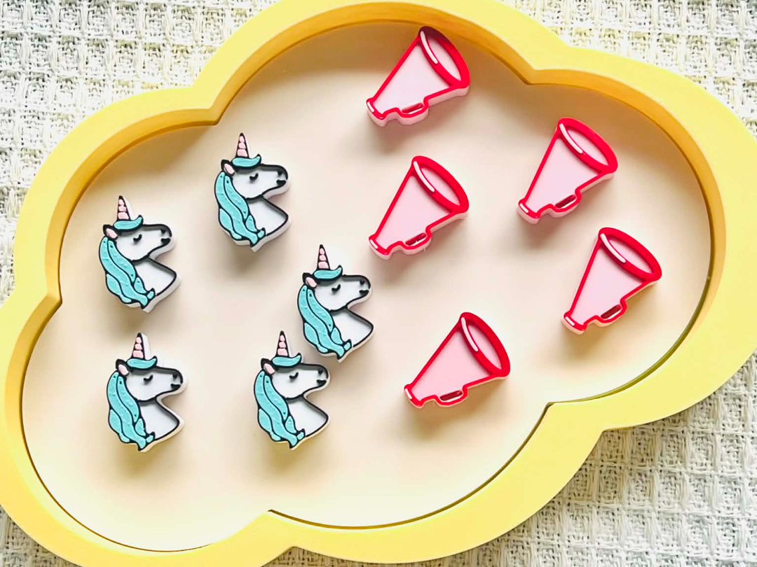 Unicorn and Megaphone chunky beads charms