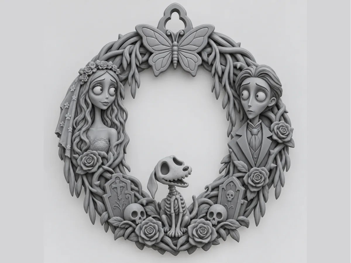 Corpse Bride Halloween Wreath – Door Decor - Free 3D Print Model ...