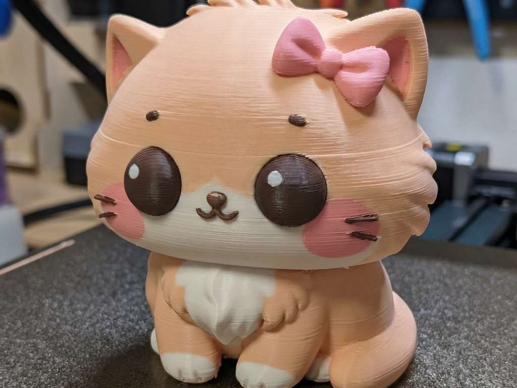 Chibi Cat Figurine - Multi-Color FDM Print