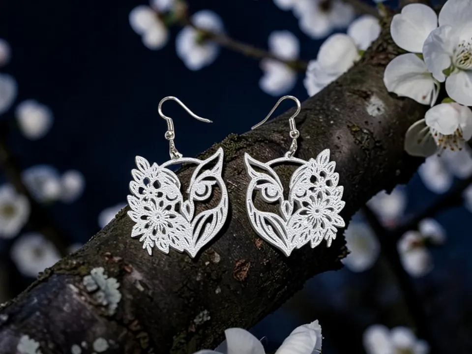 Owl immersed in nature earrings view 4