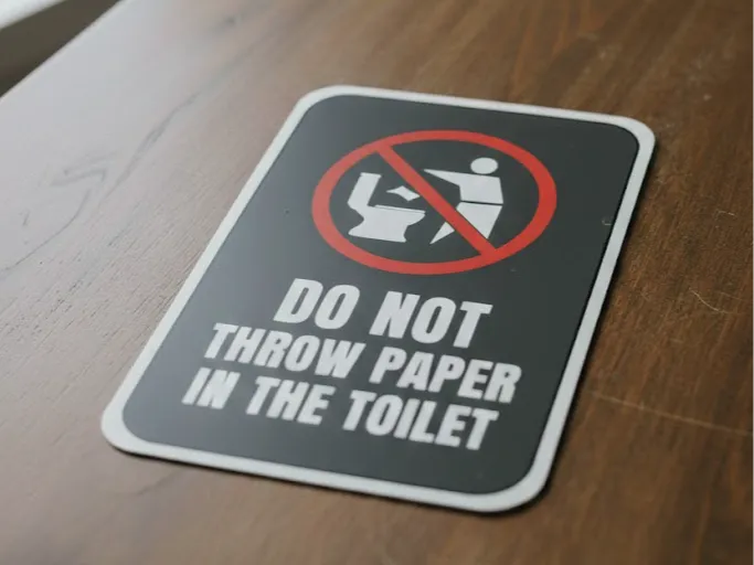 Do Not Throw Paper In The Toilet - Sign