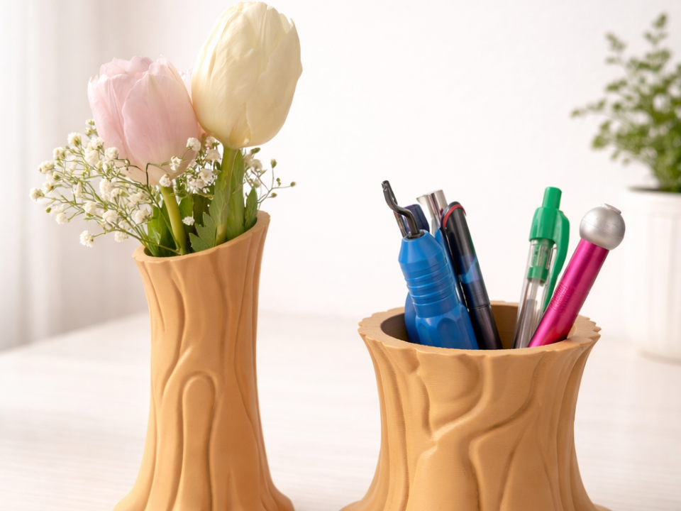 Vase / Stifftehalter - Baumstamm ohne Äste