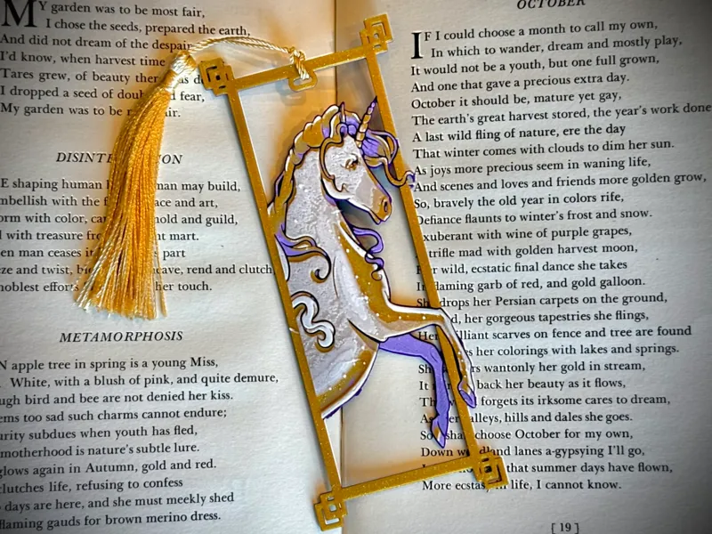 Carousel Unicorn Bookmark NO AMS