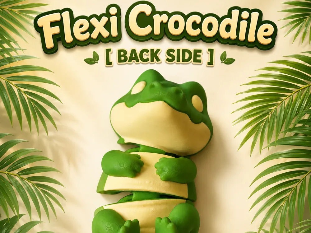 Modelo para impresión 3D: Flexi Mini Crocodile [ BACK SIDE ]. Referencia del modelo original.