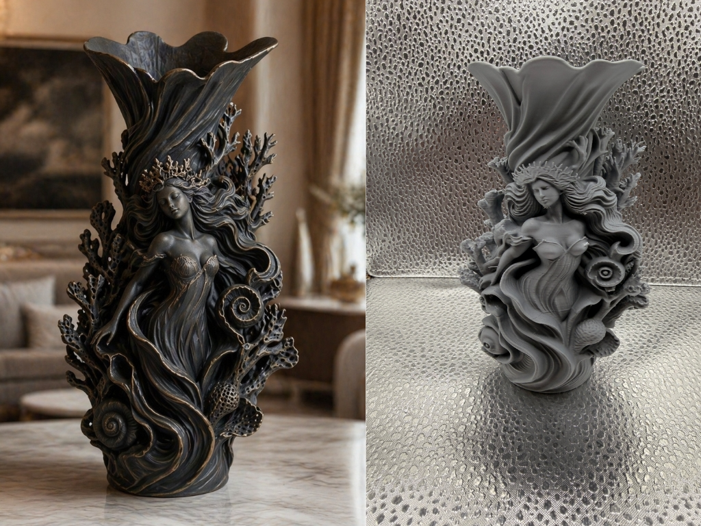 Ocean Queen Gothic Fantasy Vase Sculpture