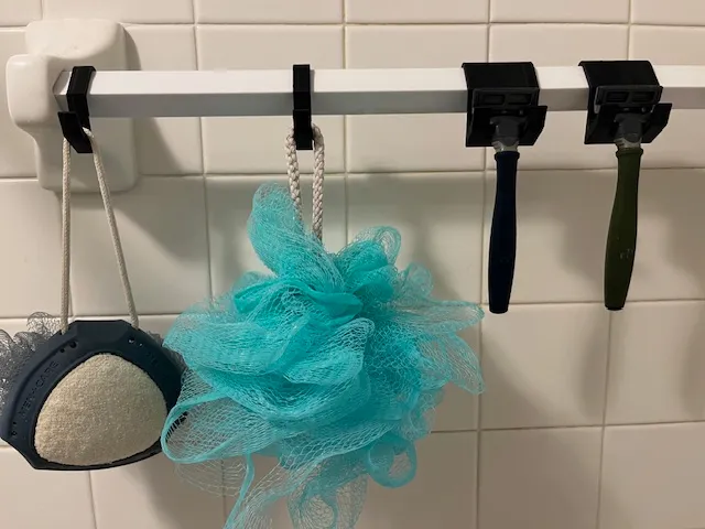 Razor Holders and Hooks for Square Shower Bars