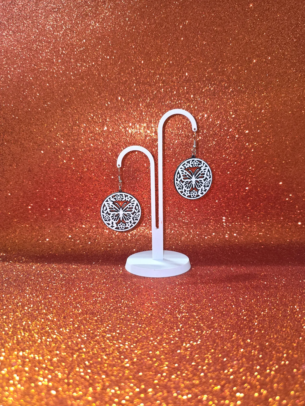 Butterfly medallion earrings view 3