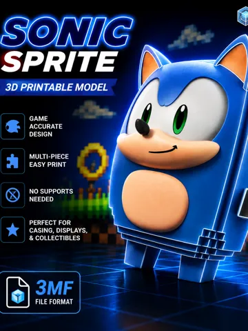 Accesorio para impresora 3D: Sonic Sprite 3D Print Multi-Color 3MF Model — vista de referencia 2