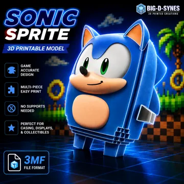 Accesorio para impresora 3D: Sonic Sprite 3D Print Multi-Color 3MF Model — vista de referencia 4