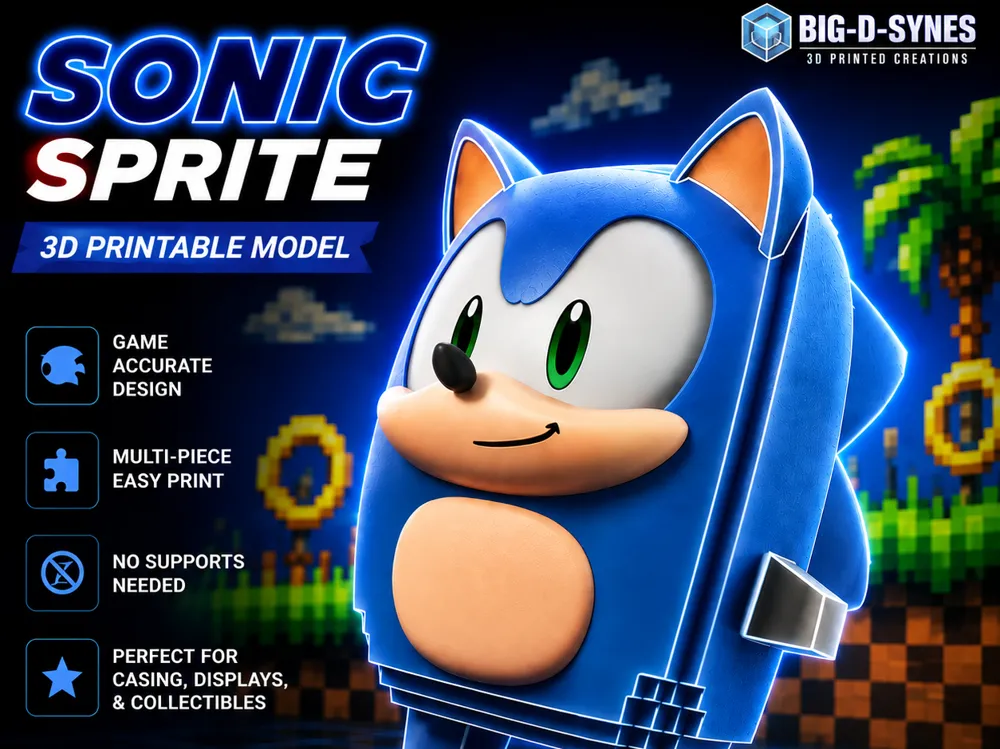 Accesorio para impresora 3D: Sonic Sprite 3D Print Multi-Color 3MF Model. Referencia del modelo original.