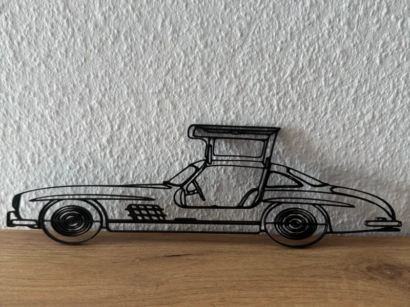Mercedes Benz SLS AMG Linienkunst - Wanddekoration