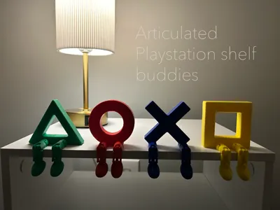 Articulated Playstation shelf buddies