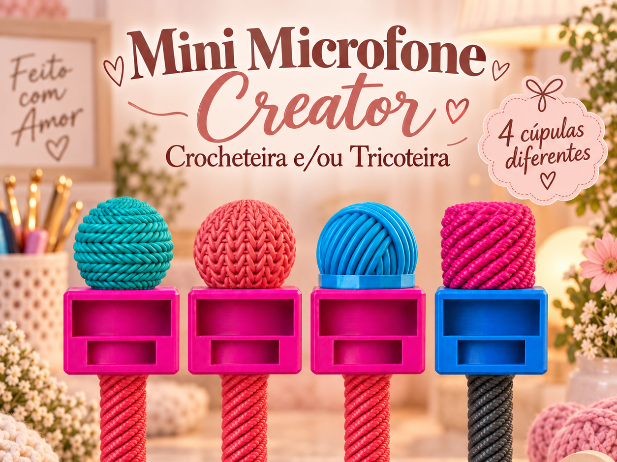 Mini Microfone Crocheteira & Tricoteira 4 Cúpulas - 1