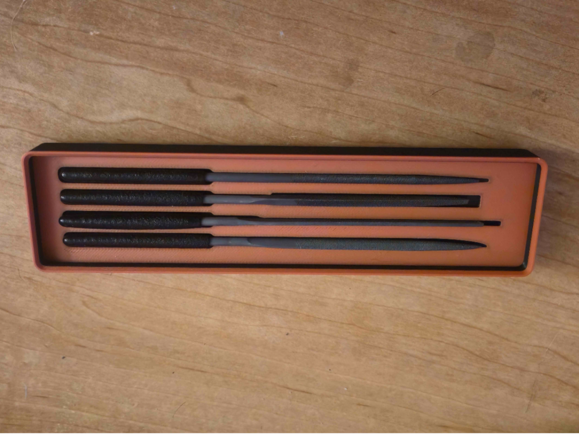 Gridfinity Bambu needle file set holder (1x4)