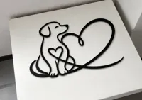 Déco murale chiot et cœur en ligne continue — photo 3