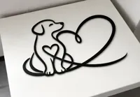 Déco murale chiot et cœur en ligne continue — photo 2
