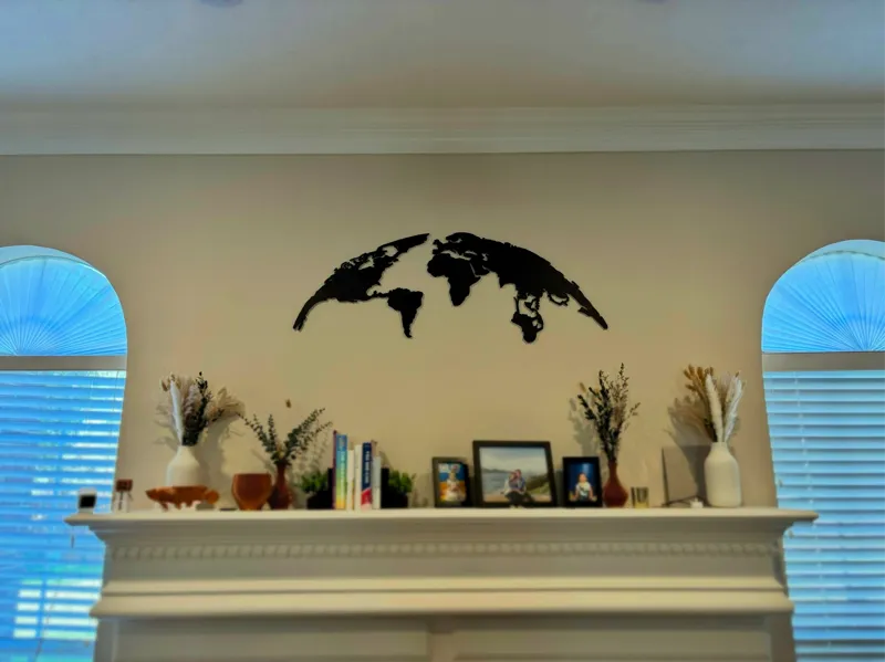 World Map Curved Horizon Wall Art