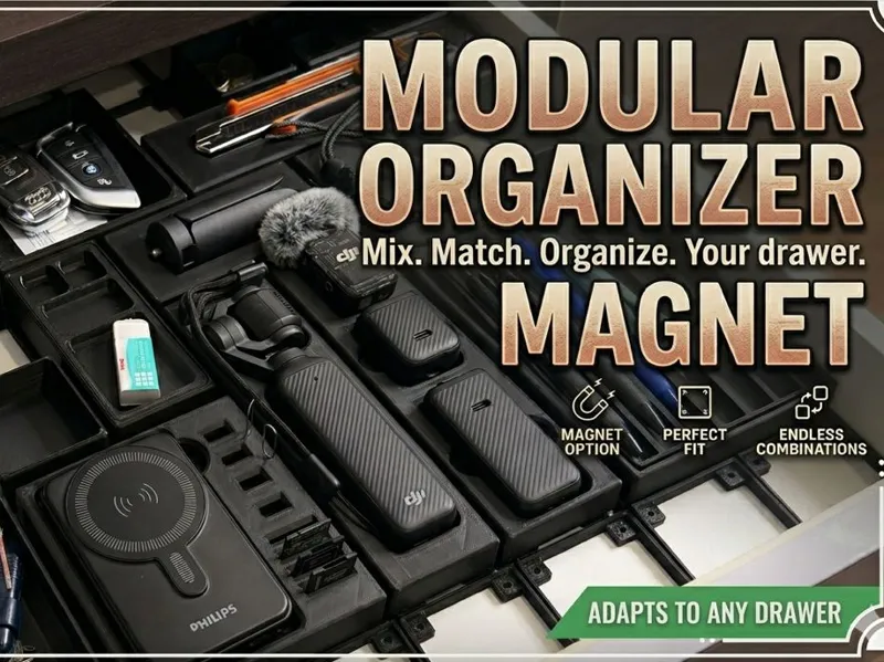 Modular Desk Drawer Organizer System With Magnet