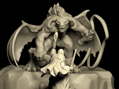 Lord Of The Rings Diorama : Gandalf  Versus Balrog