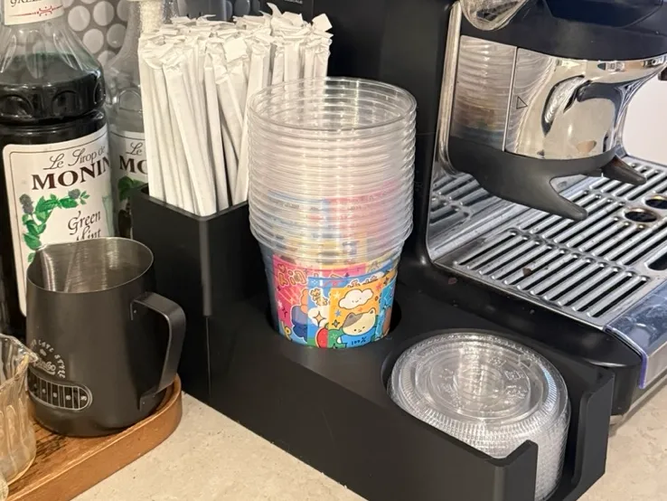 Coffee Station Organizer | Cups with Straw Holder