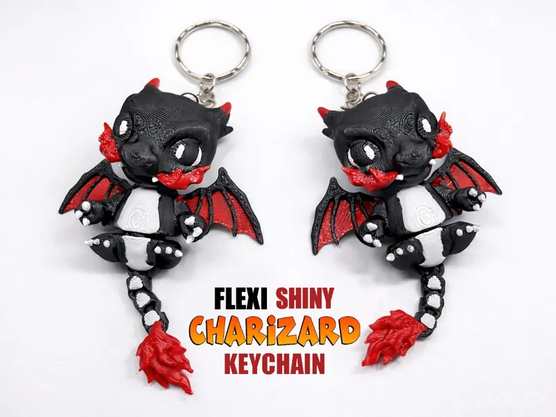 Articulated SHINY Charizard Flexi Keychain Chibi