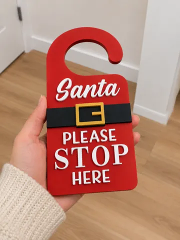 Accesorio para filamento: Santa Please Stop Here Christmas Door Hanger — vista de referencia 2