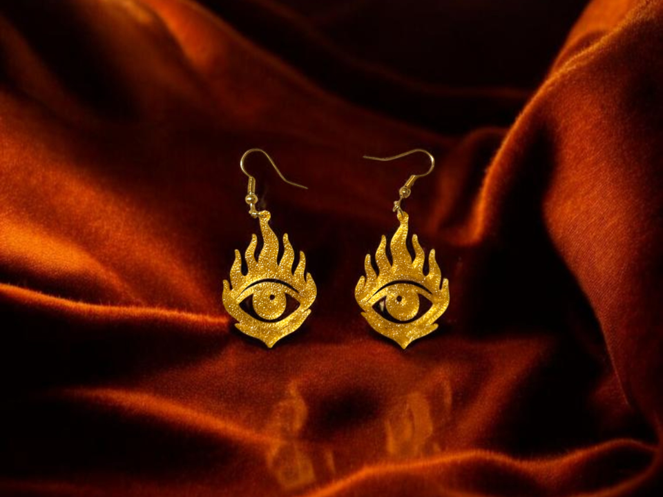 Eye on fire earrings