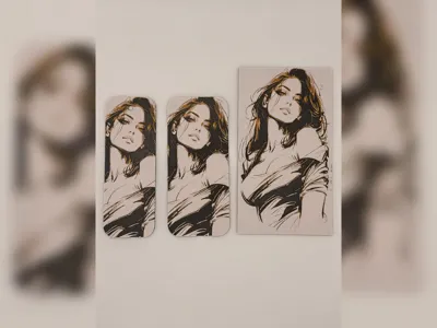 Orange Accent Sketch Woman bookmark set v2