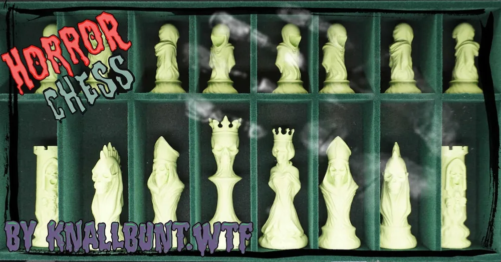Chess Horror Horror Chess - Set + Bonus Rook - Free 3D Print Model - MakerWorld