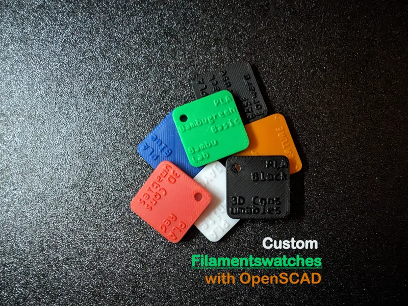 [V3] Custom labeled Filamentswatches with OpenSCAD
