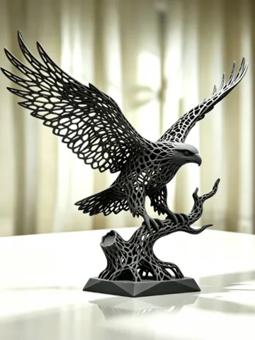 Figura decorativa: FlowWeave Eagle | Voronoi Flight Sculpture — vista de referencia 2