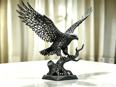 Figura decorativa: FlowWeave Eagle | Voronoi Flight Sculpture — referencia de MakerWorld