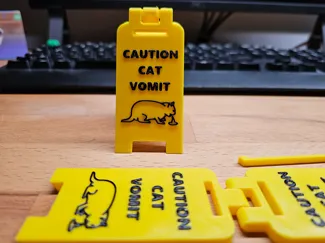Caution Cat Vomit Sign