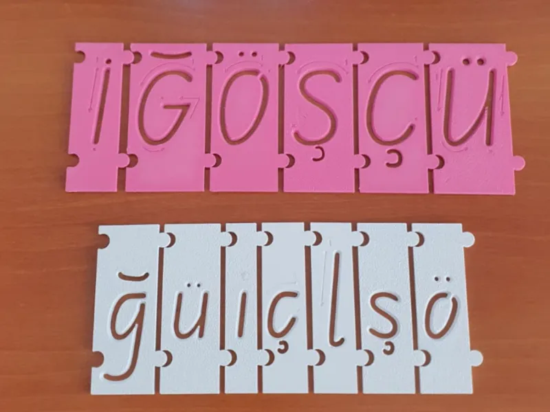 Türkçe (Ö, Ü, Ç, Ş, Ğ, İ /ö, ü, ç, ş, ğ, ı) Harf