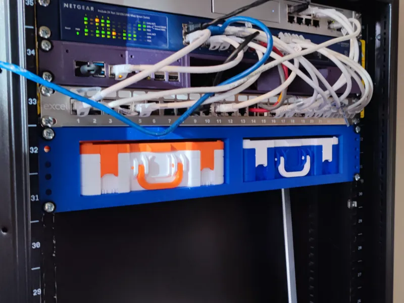 19" Rack frame for 2 x Gridfinity boxes