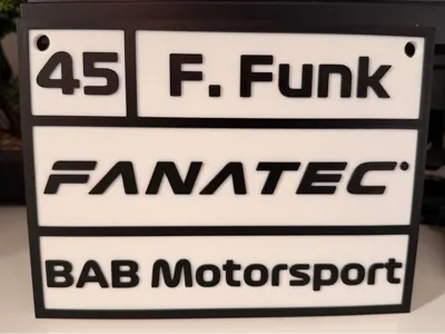 Race Car - GT3 Driver's Plate - Customizable