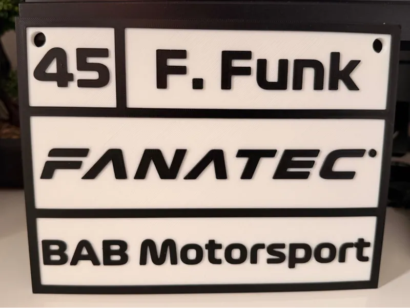 Rennwagen - GT3 Fahrerschild - Individualisierbar