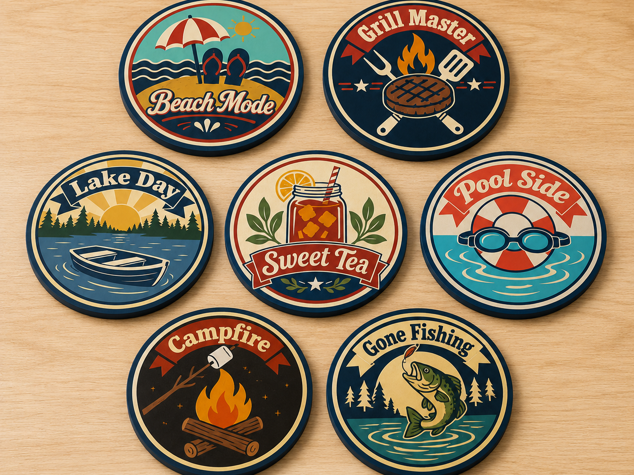 Summer Sips Coaster Pack – 7 Summer Drink Coasters